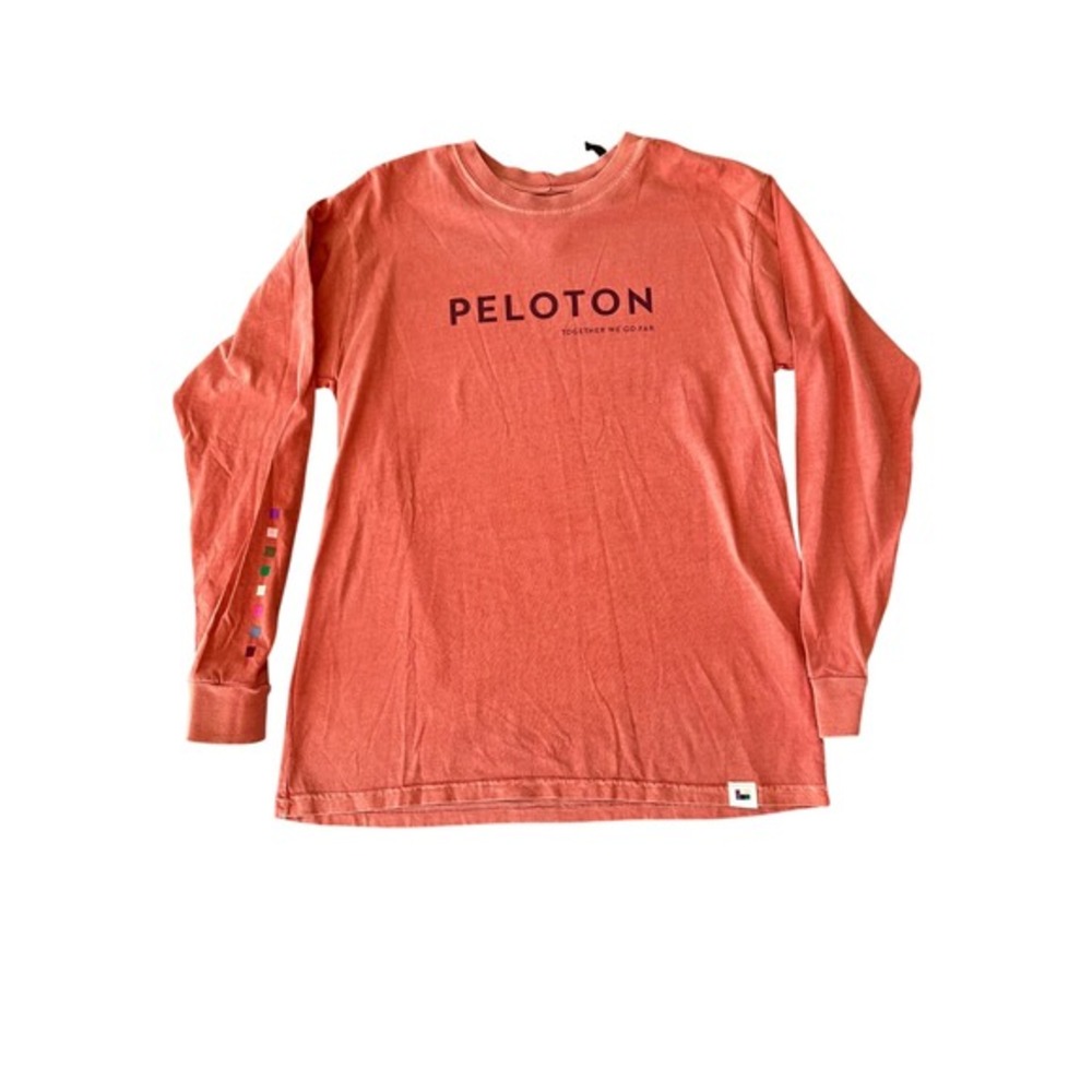 Peloton Everyday Oversized Crewneck Long Sleeve T-Shirt‎ Orange Cotton Small NWT
